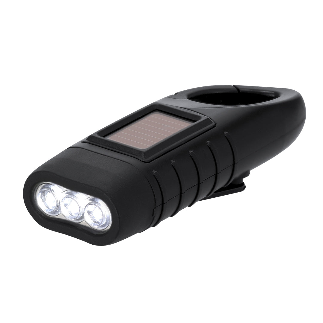 Linterna ecológica con asa tipo mosquetón, regalo promocional sostenible para actividades outdoor