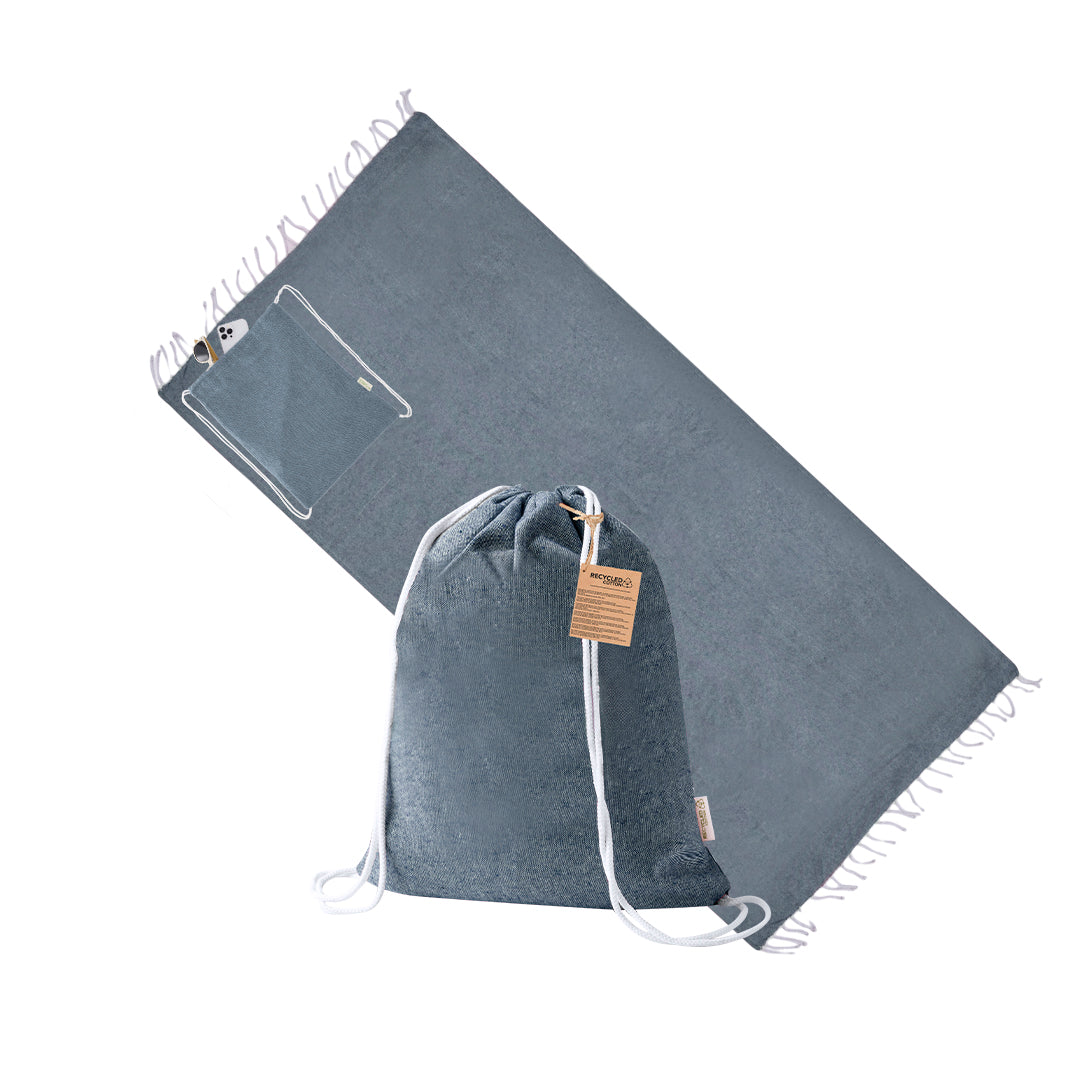 Mochila pareo ecológica para campañas de verano y merchandising corporativo sostenible color marino 