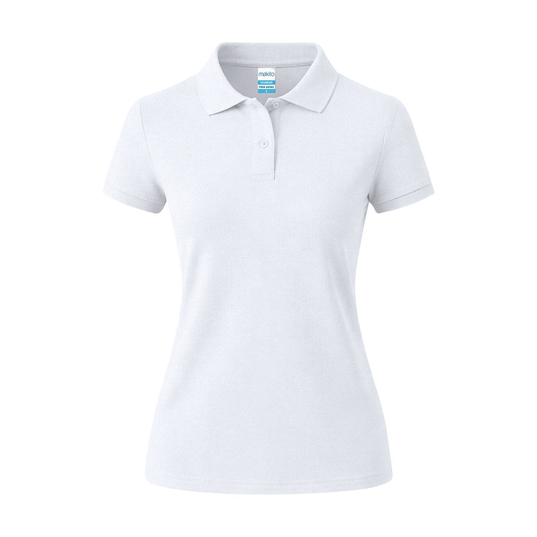 Polo Mujer Charles Blanco De Algodón Piqué Personalizable