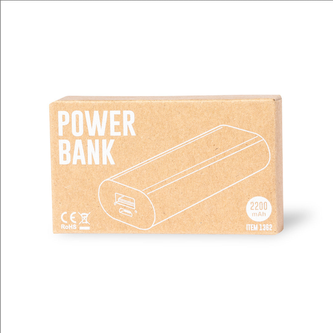 Power Bank Cargador Sostenible con Carcasa de Aluminio para Personalizar Hylin 2200 mAh.
