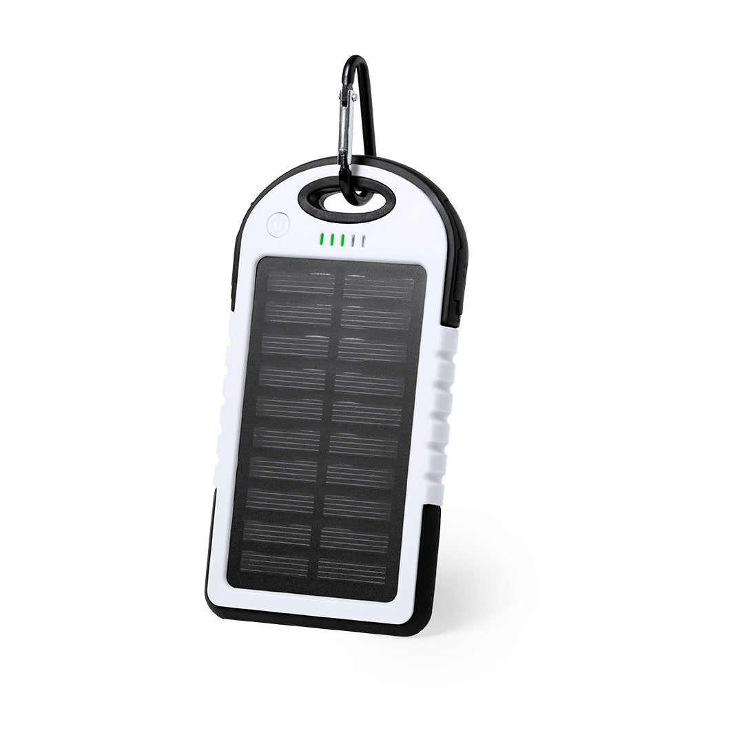 Batería externa solar de 4000 mAh resistente con doble USB y luz LED SOS