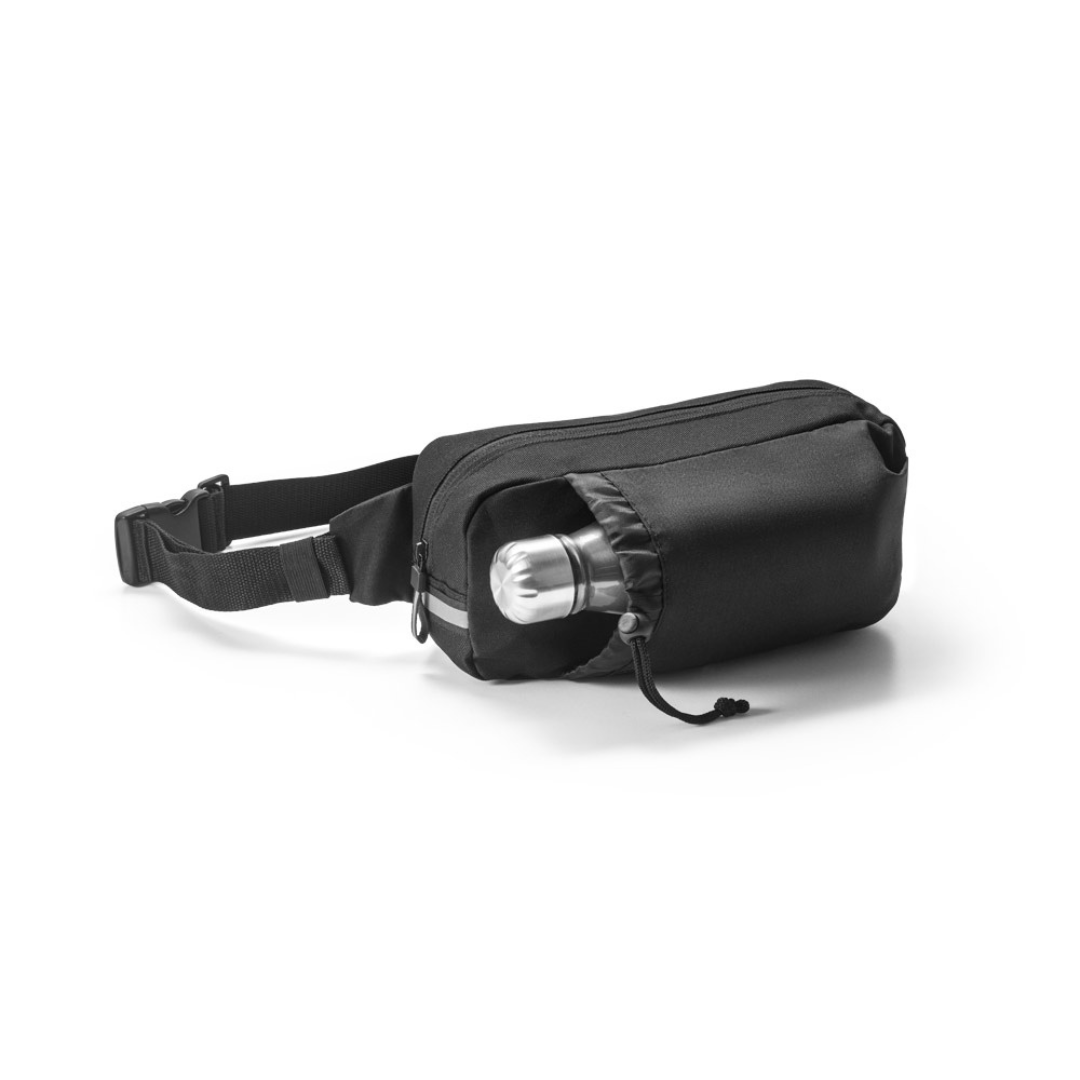 Riñonera promocional ecológica con bolsillo para botella