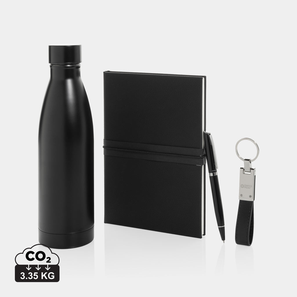 Set de regalo sostenible Swiss Peak RCS con botella térmica personalizado para empresas