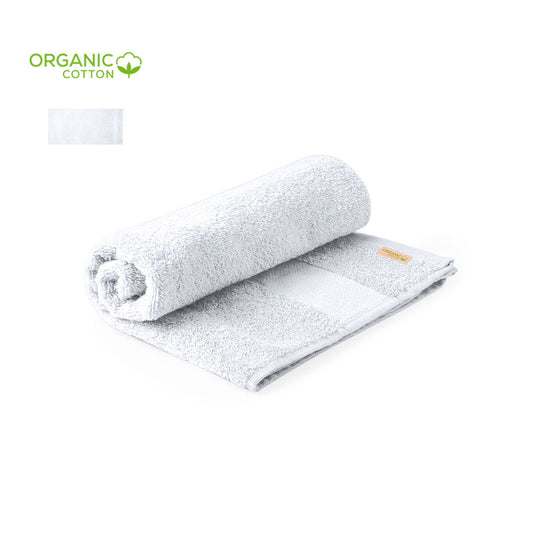 Toalla de algodón orgánico de 350 g/m² personalizable para merchandising sostenible