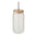 Vaso Sostenible de Vidrio con Tapa de Bambú y Pajita Reutilizable de Inox para Personalizar con Sublimación Especial Cócteles Jarblim- 400ml