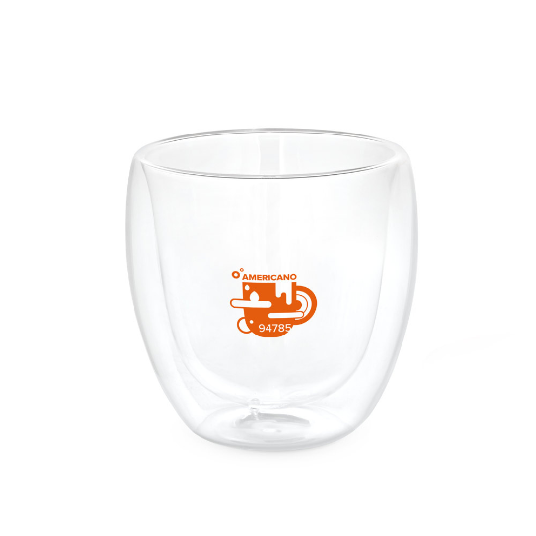 Vaso de vidrio borosilicato aislado con doble pared, ideal como regalo corporativo sostenible