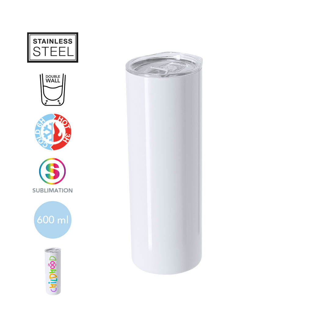 Vaso térmico 600 ml de acero inoxidable doble pared para sublimación, regalo promocional reutilizable para empresas