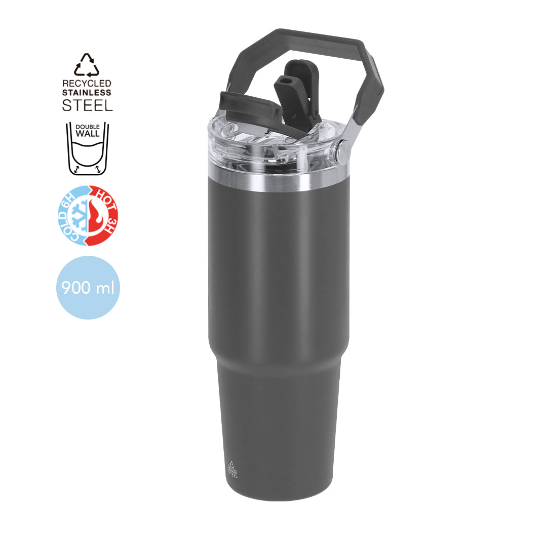 Vaso térmico grande personalizado de materiales reciclados