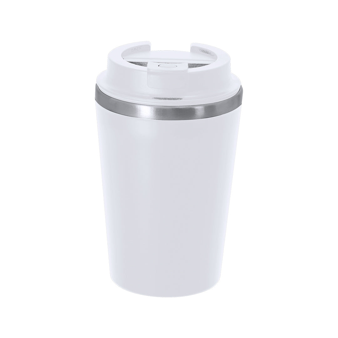 Vaso térmico blanco 350 ml con tapa hermética, vaso promocional reutilizable para oficina