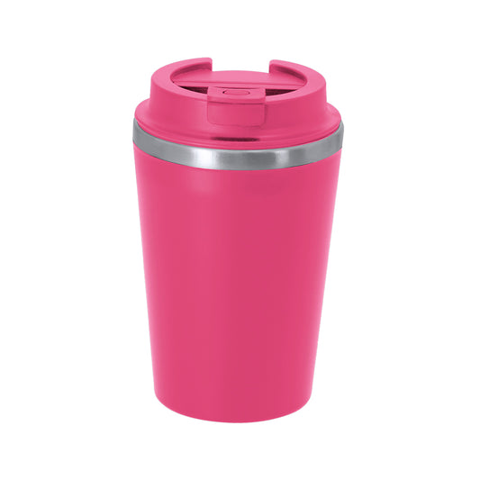 Vaso térmico fucsia 350 ml de acero inoxidable personalizado para eventos y merchandising empresarial