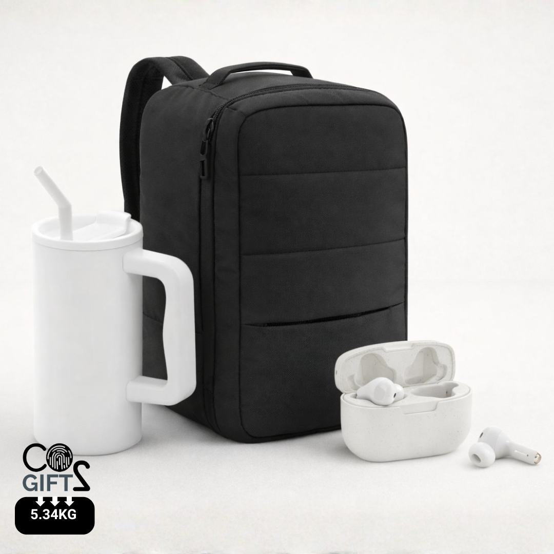 Pack de bienvenida sostenible premium para empleados con tecnología y productos de movilidad