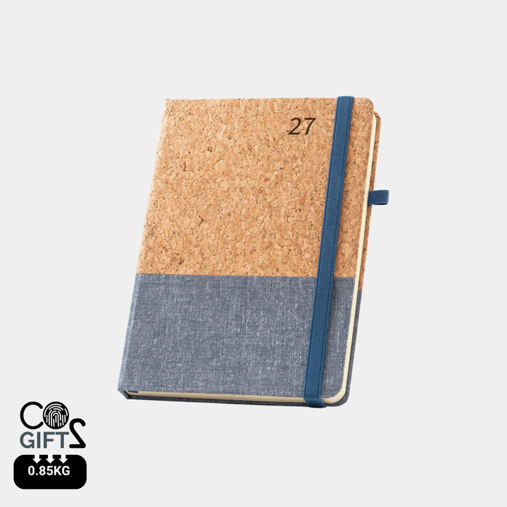 Agenda Quental A5 2027 de corcho y lino personalizada para empresas y planificación anual