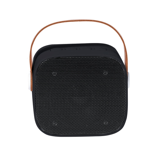 Regalo promocional sostenible con altavoz de 5W y asa de transporte retro