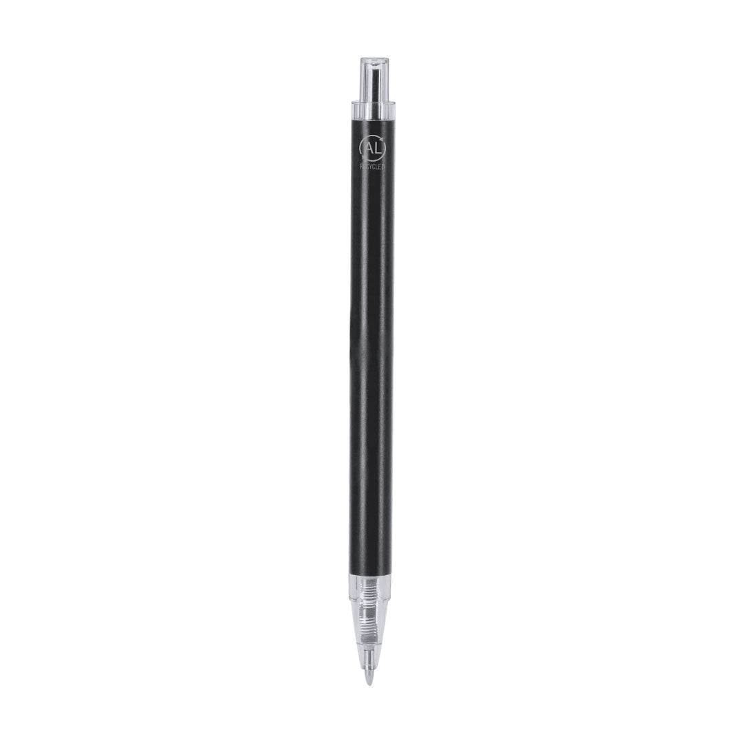 Regalo promocional sostenible con bolígrafo de aluminio reciclado y tinta azul