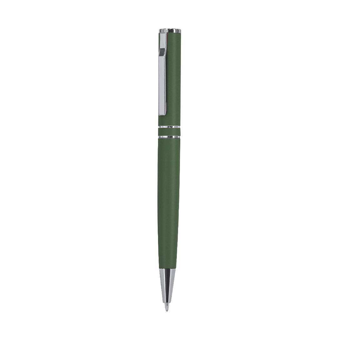 Bolígrafo Yaros verde oscuro de aluminio reciclado para regalo promocional de empresa