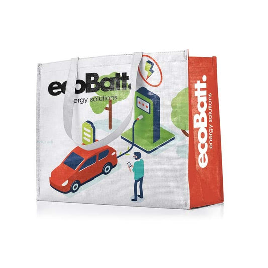 Bolsa publicitaria horizontal con asas largas y cómodas