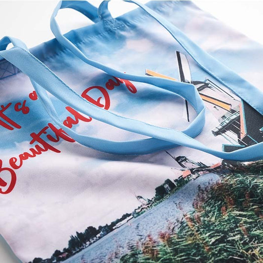 Bolsa RPET sublimada a todo color personalizada para empresas