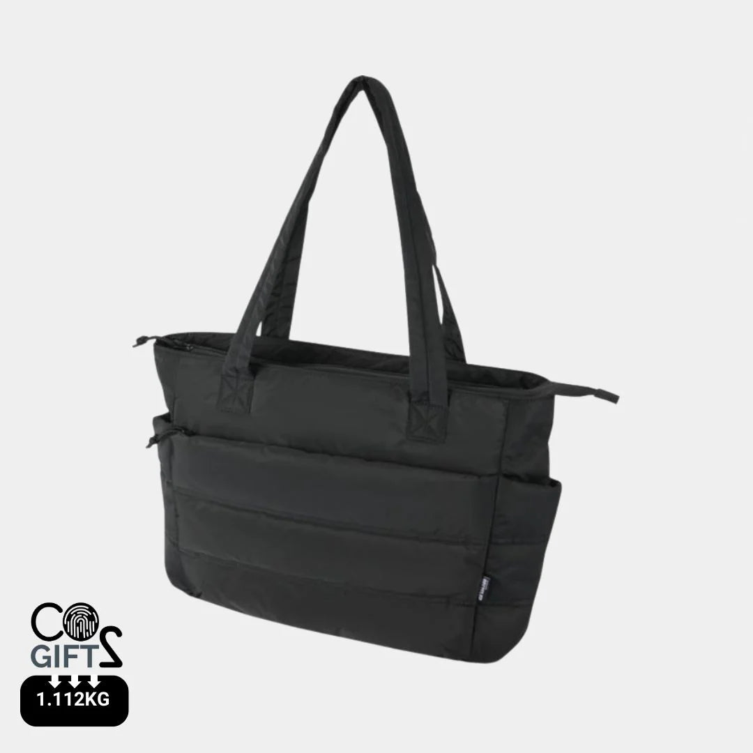 Bolsa tote reciclada certificada GRS acolchada para portátil 15,6 pulgadas con capacidad 18 litros y bolsillos organizadores