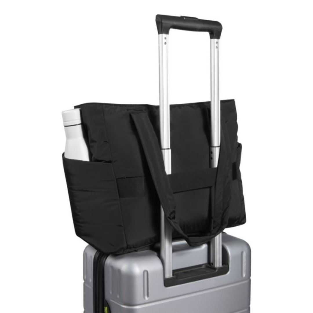 Bolsa Tote reciclada GRS con sistema sujecion maleta perfecta para viajes corporativos sostenibles bajo impacto ambiental