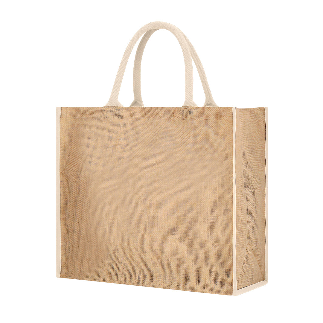 Bolsa Vasan natural de yute laminado para merchandising para empresas