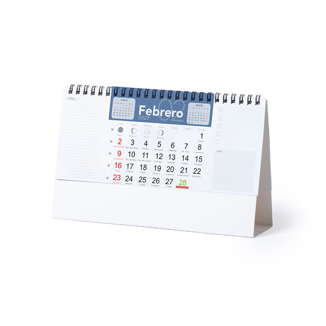 Regalo corporativo con calendario de mesa triangular y espacio para notas