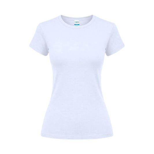 Camiseta Epika blanca de fit femenino para ferias y campañas promocionales