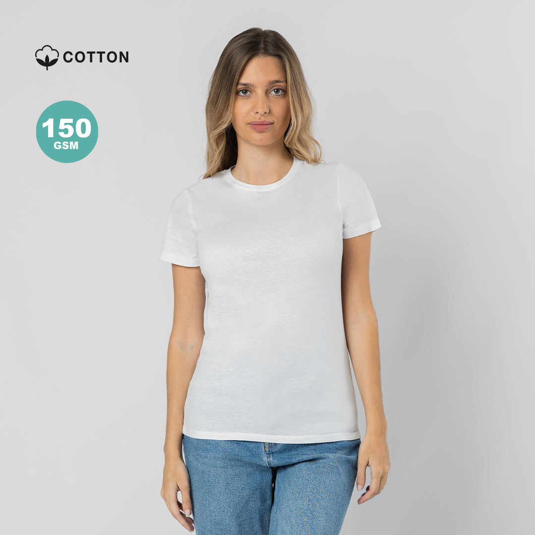 Camiseta mujer blanca Epika de algodón personalizada para empresas