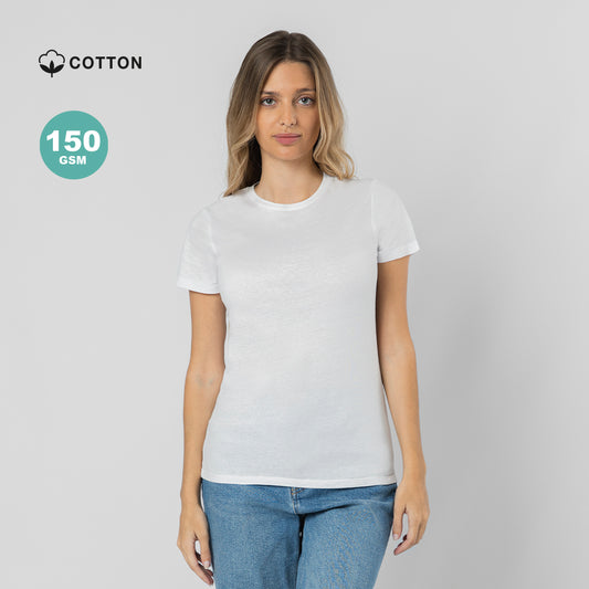 Camiseta mujer blanca Epika de algodón personalizada para empresas