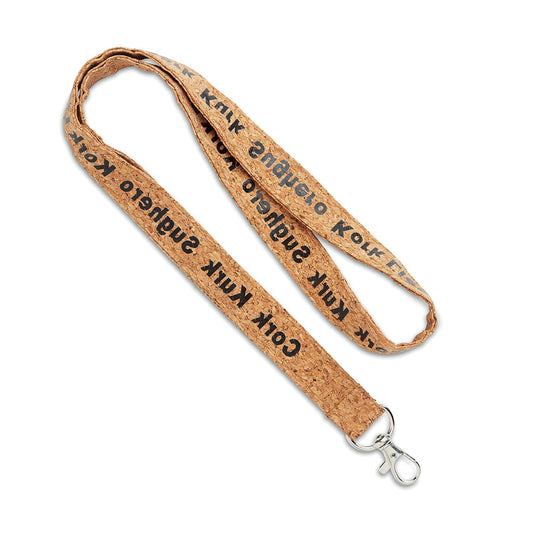 Lanyard de corcho personalizado con mosquetón para empresas