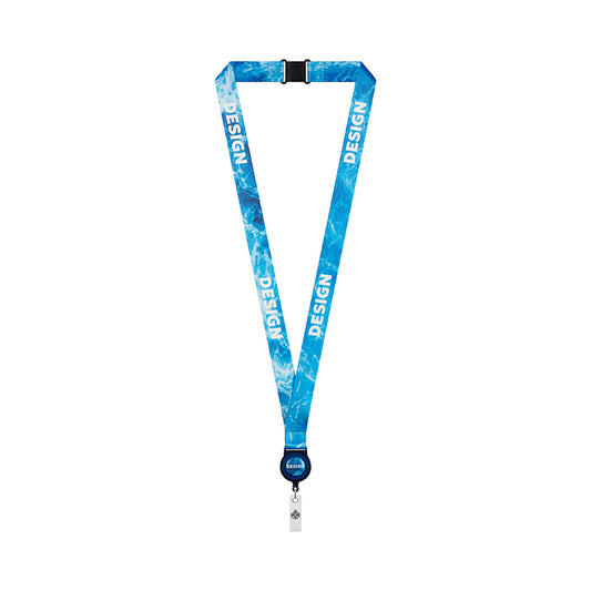 Lanyard RPET personalizado con doming a todo color