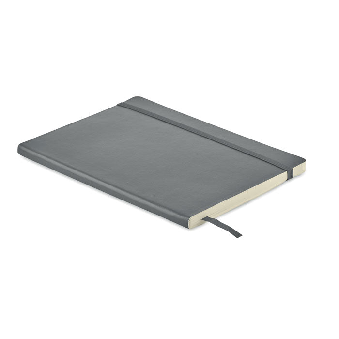 Libreta Breta gris con banda elástica a juego para regalo promocional sostenible