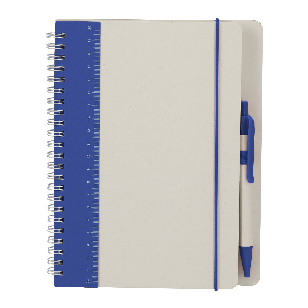 Libreta Kirax azul de cartones de leche reciclados para regalos corporativos