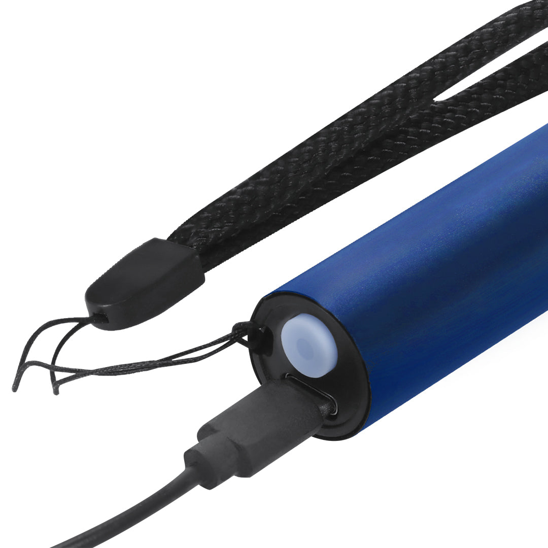 Regalo promocional sostenible con linterna de aluminio reciclado y zoom