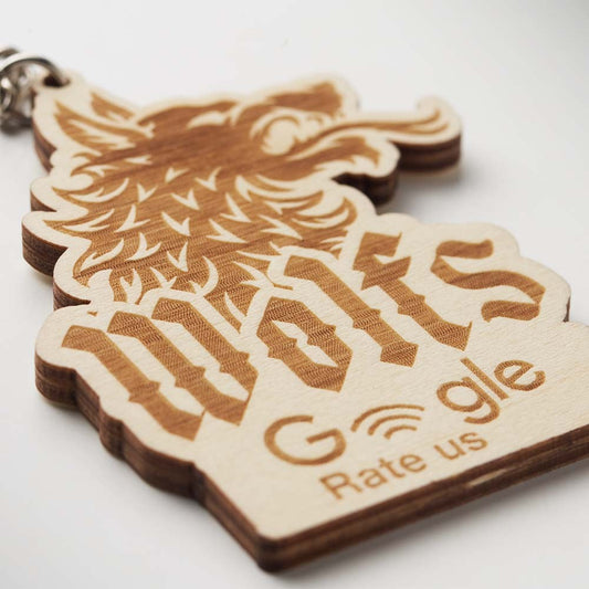 Llavero NFC de contrachapado de tilo personalizado con logotipo