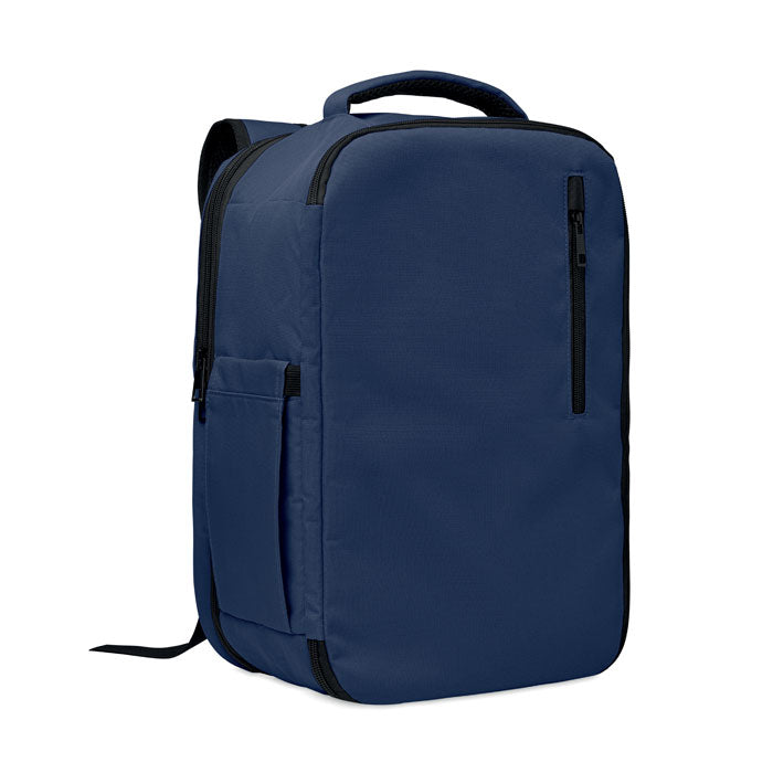 Mochila Flysafe de cabina RPET personalizada para portátil en kits de bienvenida ecológicos para equipos comerciales y eventos corporativos.
