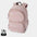 Mochila portatil rosa reciclada certificada GRS con huella carbono calculada 1,291 kg CO2e ideal para welcome packs y empresas sostenibles