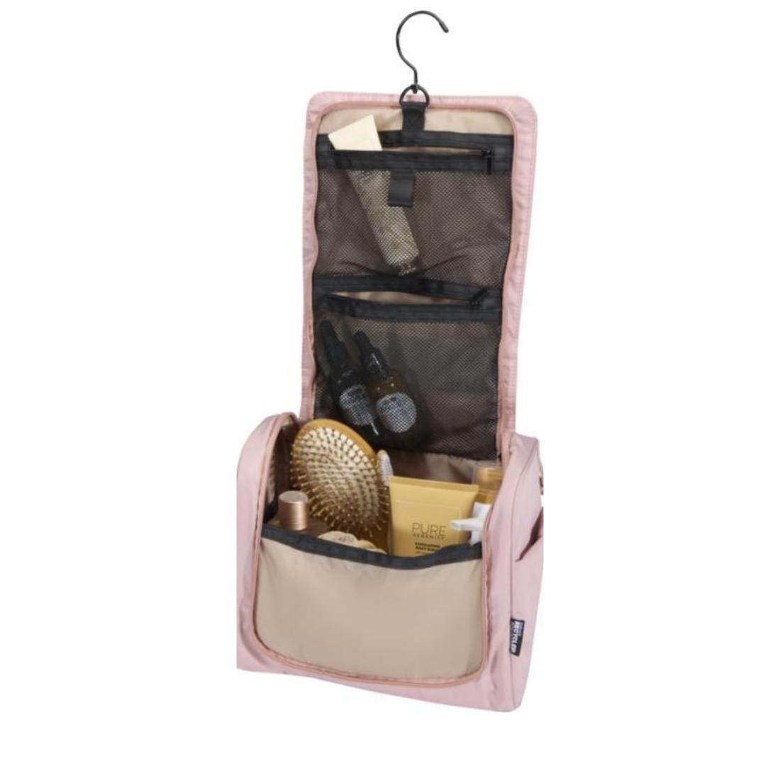 Interior organizador neceser reciclado GRS con multiples bolsillos ideal para viajes corporativos responsables