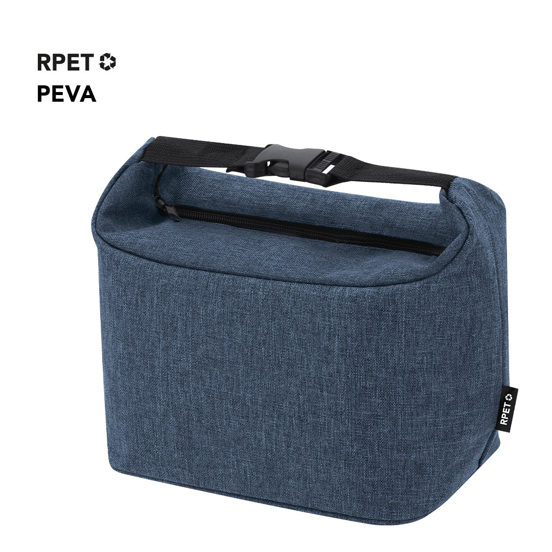 Nevera térmica portátil fabricada en RPET reciclado personalizable con logo de empresa ideal para regalos promocionales sostenibles