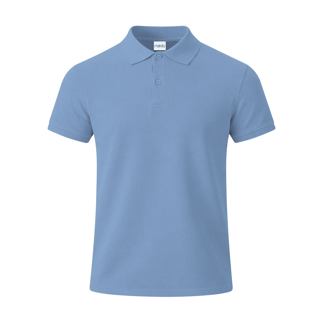 Polo Charles azul claro personalizado con logo para eventos