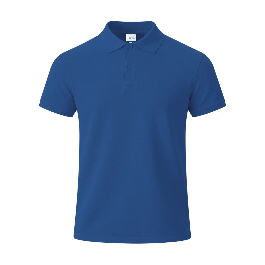 Polo Charles azul para regalos corporativos y acciones promocionales