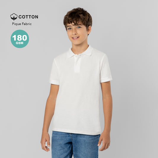 Polo infantil blanco Charles de algodón personalizado para empresas