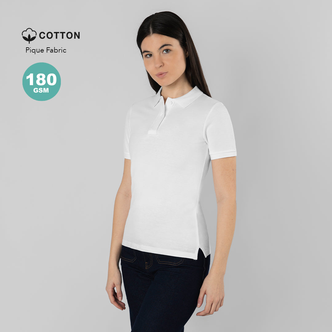 Polo mujer blanco Charles de algodón personalizado para empresas