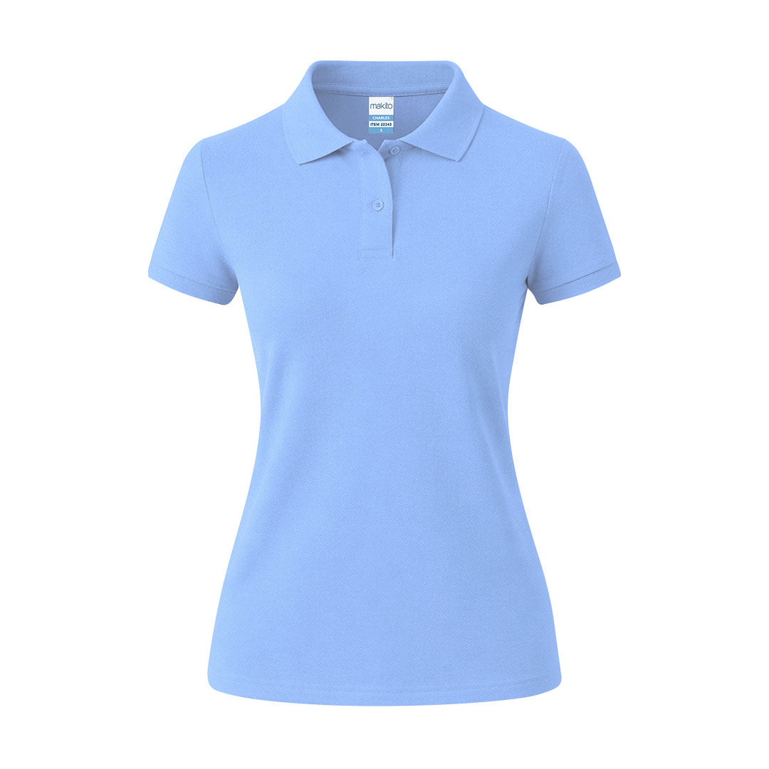 Polo mujer Charles azul claro para merchandising para empresas