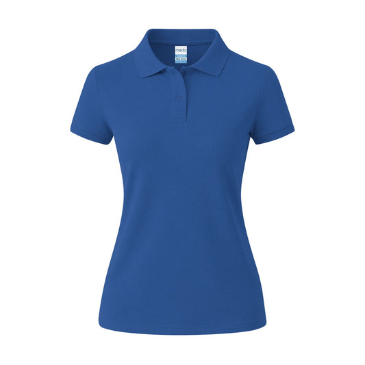 Polo mujer Charles azul de algodón piqué para uniformidad corporativa