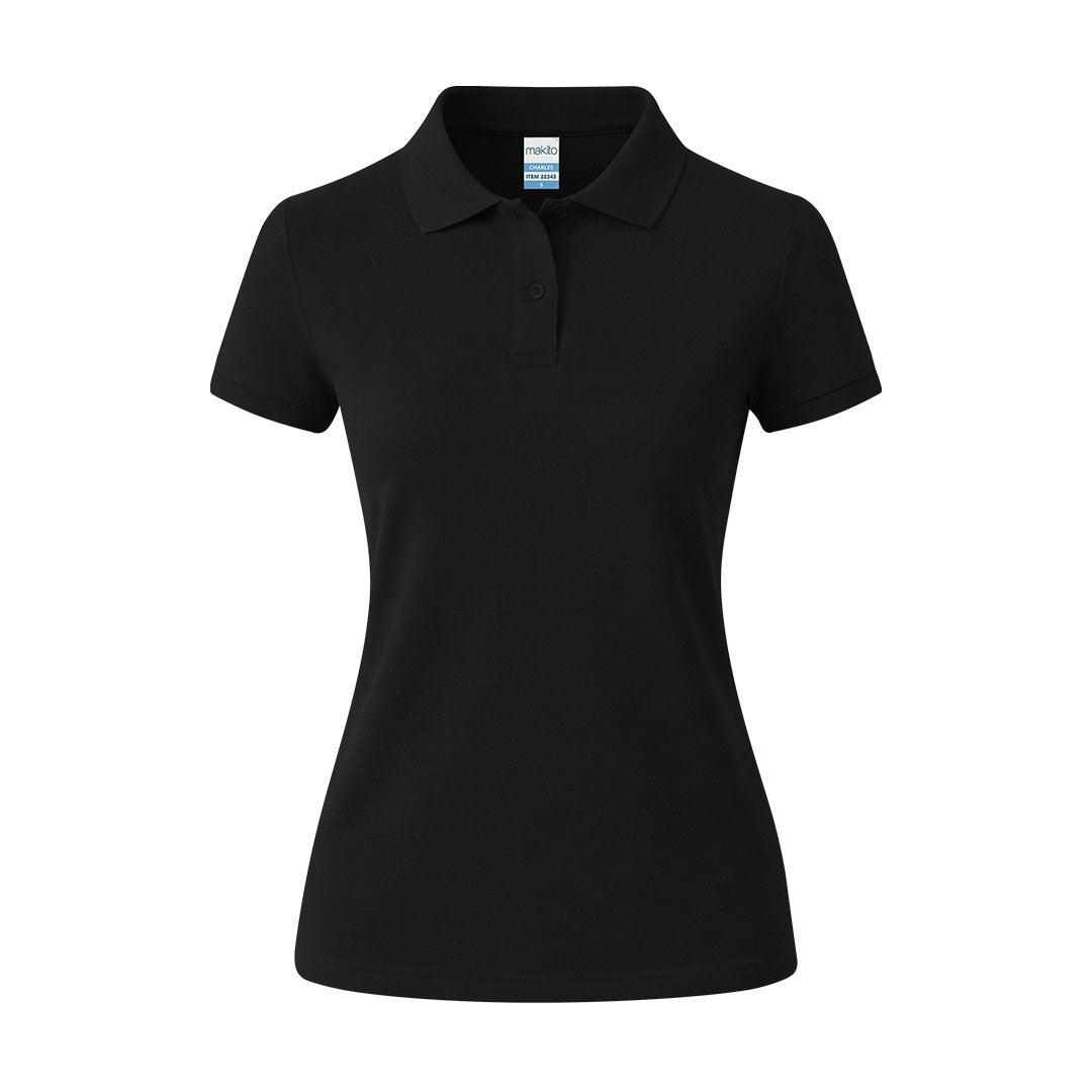 Polo mujer Charles negro para productos promocionales personalizados