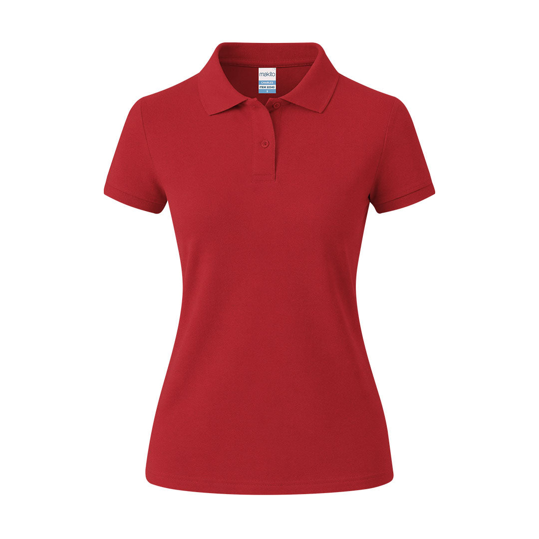 Polo mujer Charles rojo para ferias, congresos y uniformes de empresa