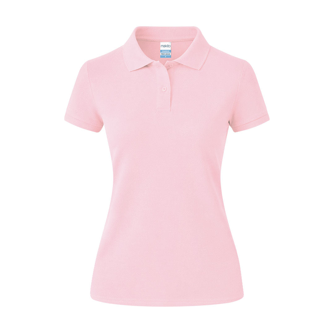 Polo mujer Charles rosa de algodón para merchandising ecológico