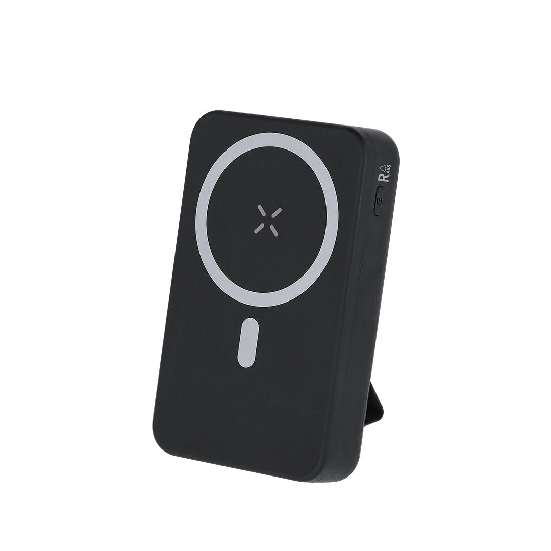 Power Bank corporativa con fijación magnética Magsafe y soporte para móvil