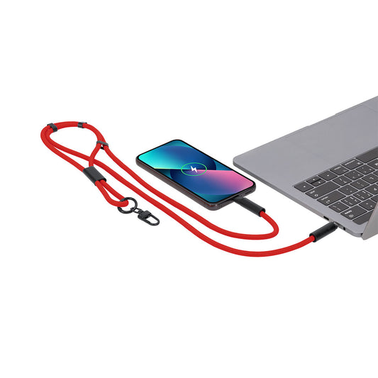 Lanyard porta móvil Elnora con carga Tipo C para merchandising ecológico