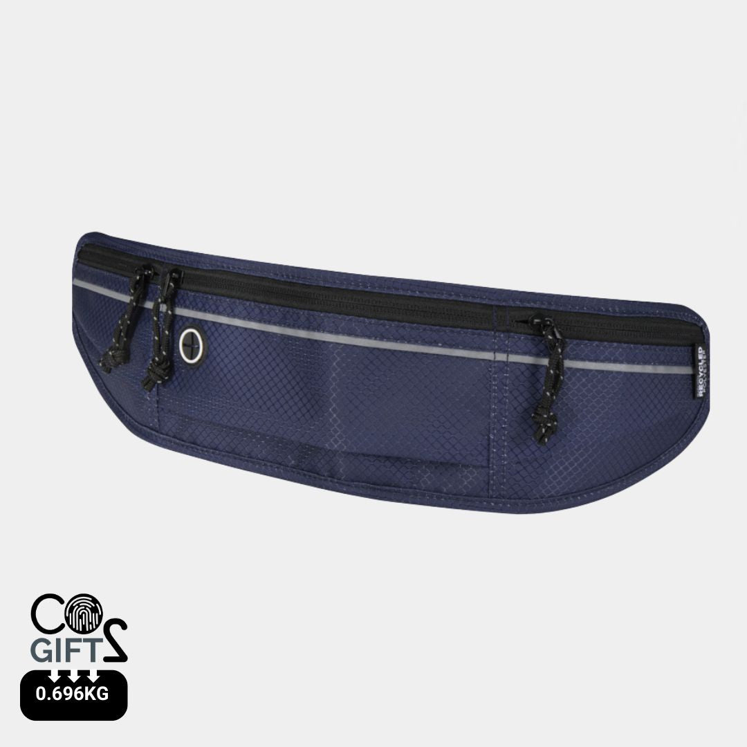 Riñonera deportiva con tres bolsillos, ajuste elástico y detalles reflectantes